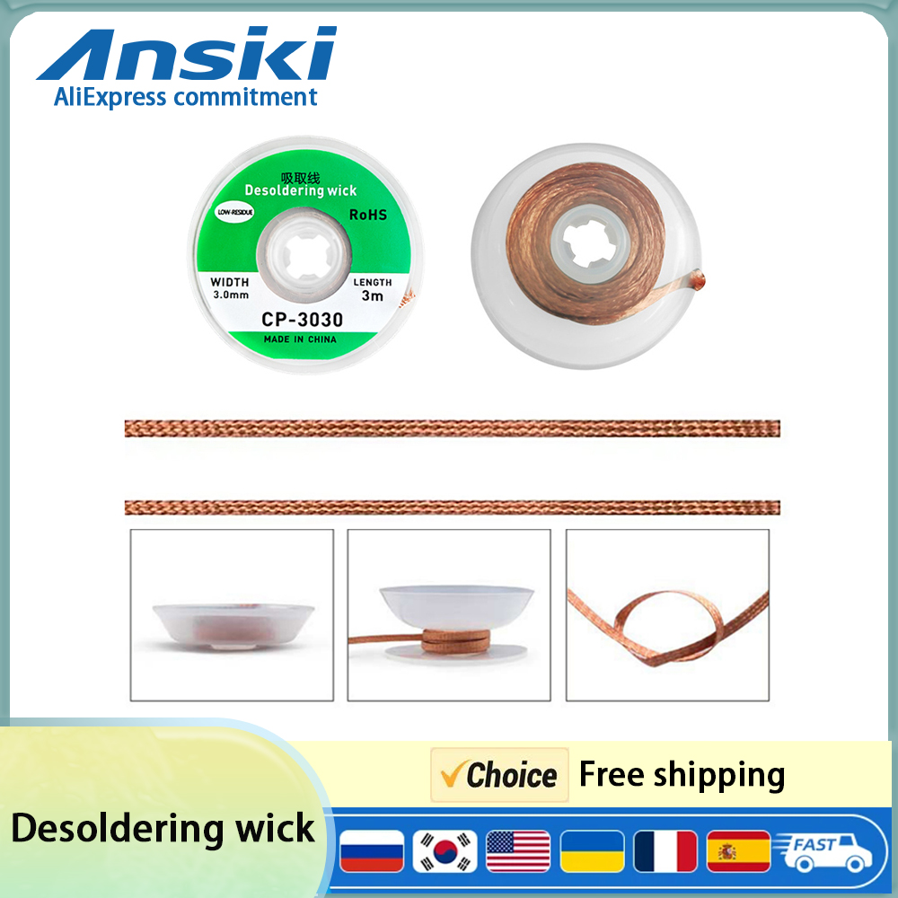 Solder Wick Braid - Ansiki Desoldering Wick 3M comprimento Desoldering