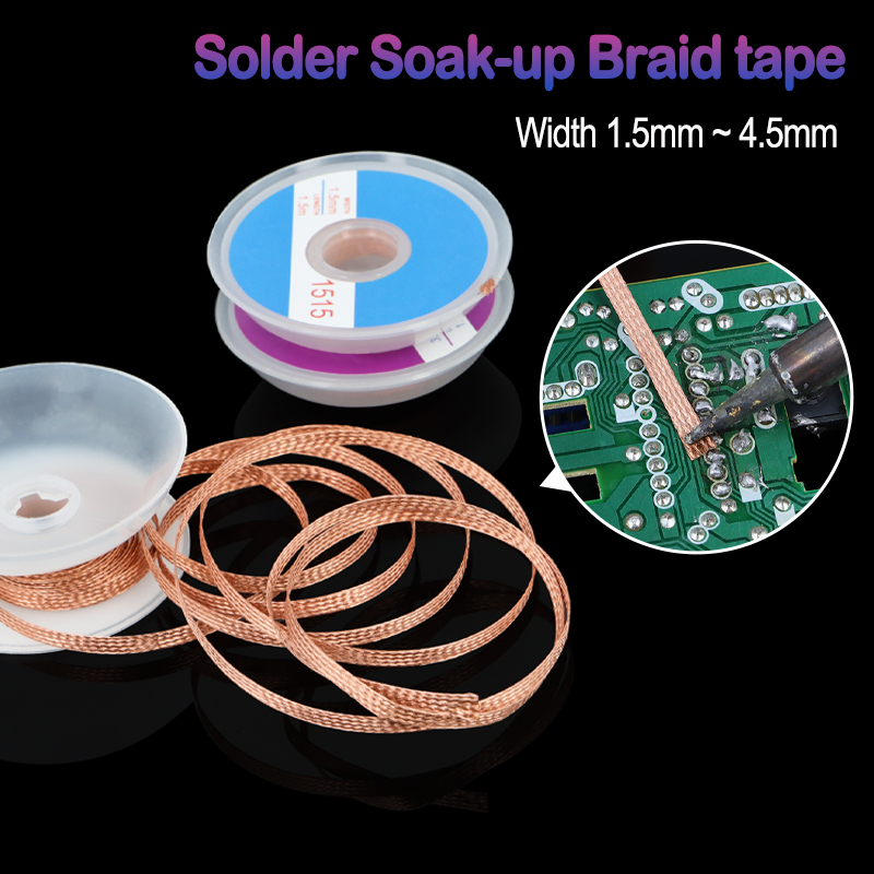 Solder Wick Braid - 1/2/5 Peças Malha Dessoldadora para Remoção