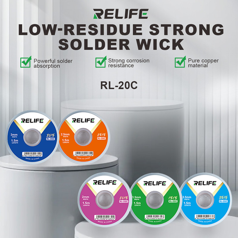 Relife RL-20C pavio de solda p - Solder Wick Braid avaliação e preço